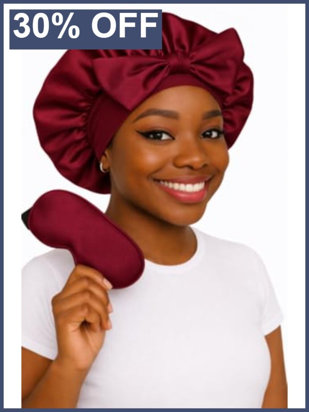Double Layer Satin Sleep Bonnet with Free Sleep Mask